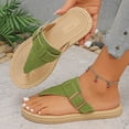 thumbnail image 4 of Rokment Women's Flat Flip Flops Sandals Beach Casual Suede Buckles Waterproof Soles Platform Gladiator Thongs Dress Slip on Slides Summer Vacation Green Size 8.5, 4 of 7