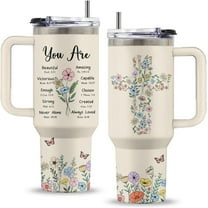 Christian Gifts for Women, 40 Oz You Are Tumbler with Handle & Straw, Religious Faith Inspirational Bible Verses Gift for Women, Stainless Steel Christian Tumbler, Gifts for Mothers Day