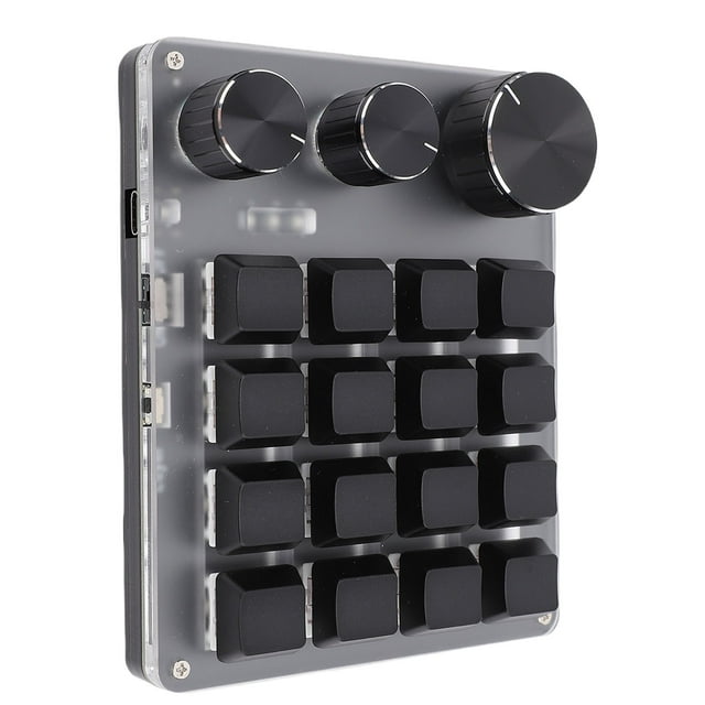 Programmable Keypad, One Handed Keyboard, 16 Keys, 3 Knobs, Red Switch, BT 2.4G TYPE C Wired, Customize Keypad for Gaming Editing Working