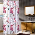 thumbnail image 3 of Stall Red Floral Shower Curtain Sets,36Wx72H Inch Narrow RV Spring Lush Flowers Fabric Shower Curtains, Soft Waterproof Polyester Bathroom Curtains with Hooks, 3 of 5