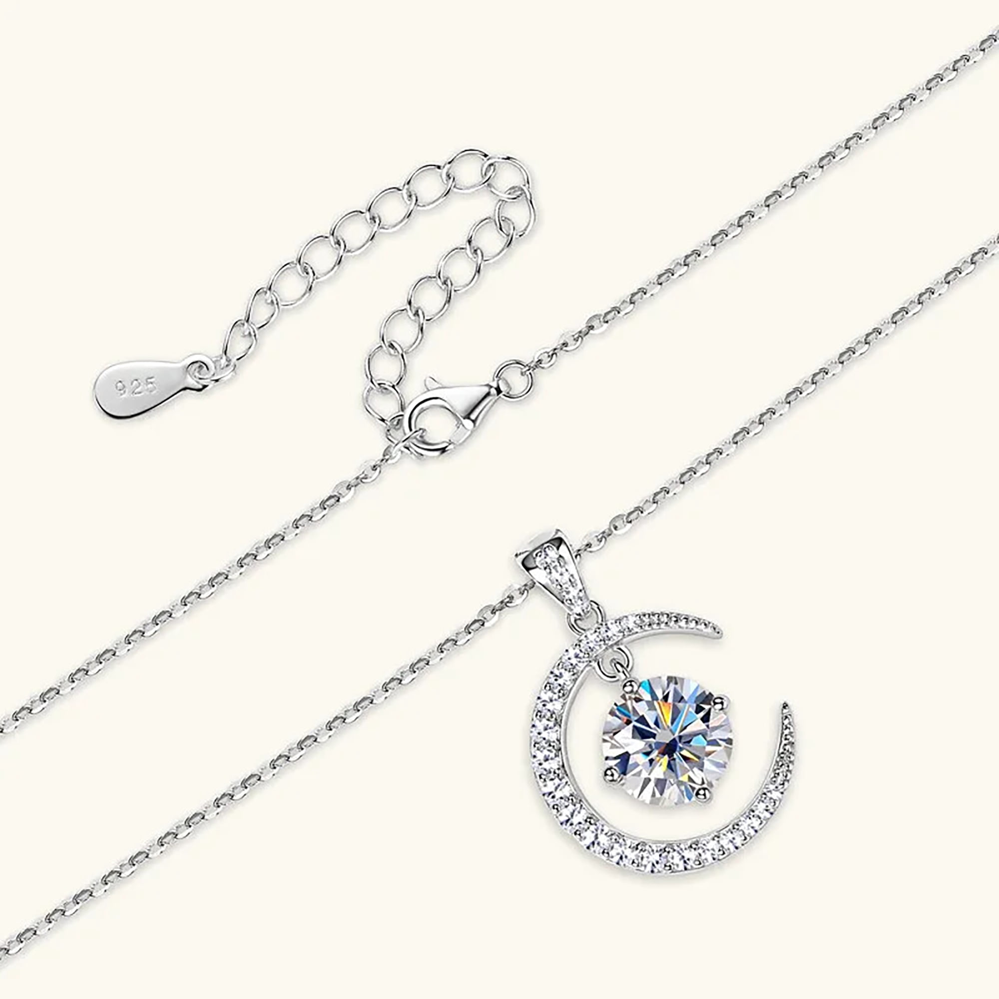 Sparkling 2.3 Ct Moissanite Stars Moon Necklace For Women S925 Sterling Silver Gold Plated Pendant Necklace D VVS1 Color Moissanite Diamond Necklace Jewelry Gift Chain