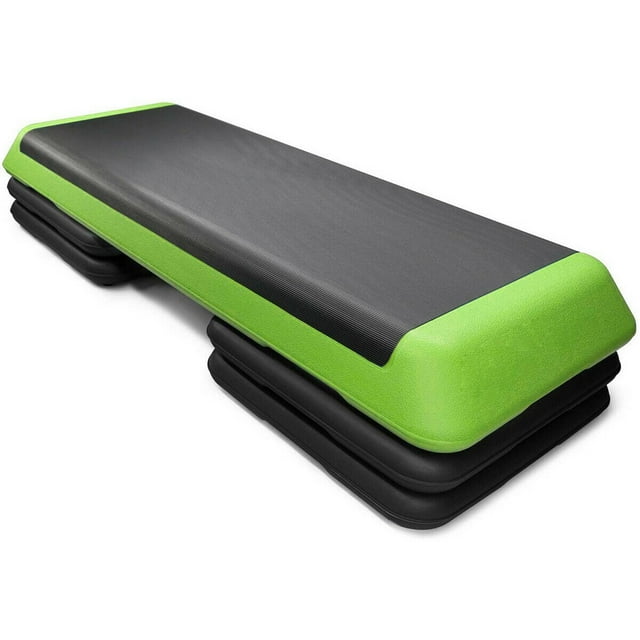 Costway 4" - 6" - 8" Aerobic Step 43" Cardio Adjust Exercise Stepper w/ Risers Green