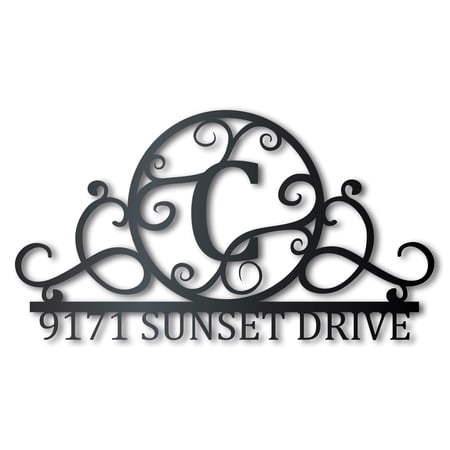 Custom Metal Monogram Address Wall Art | Indoor Outdoor 36