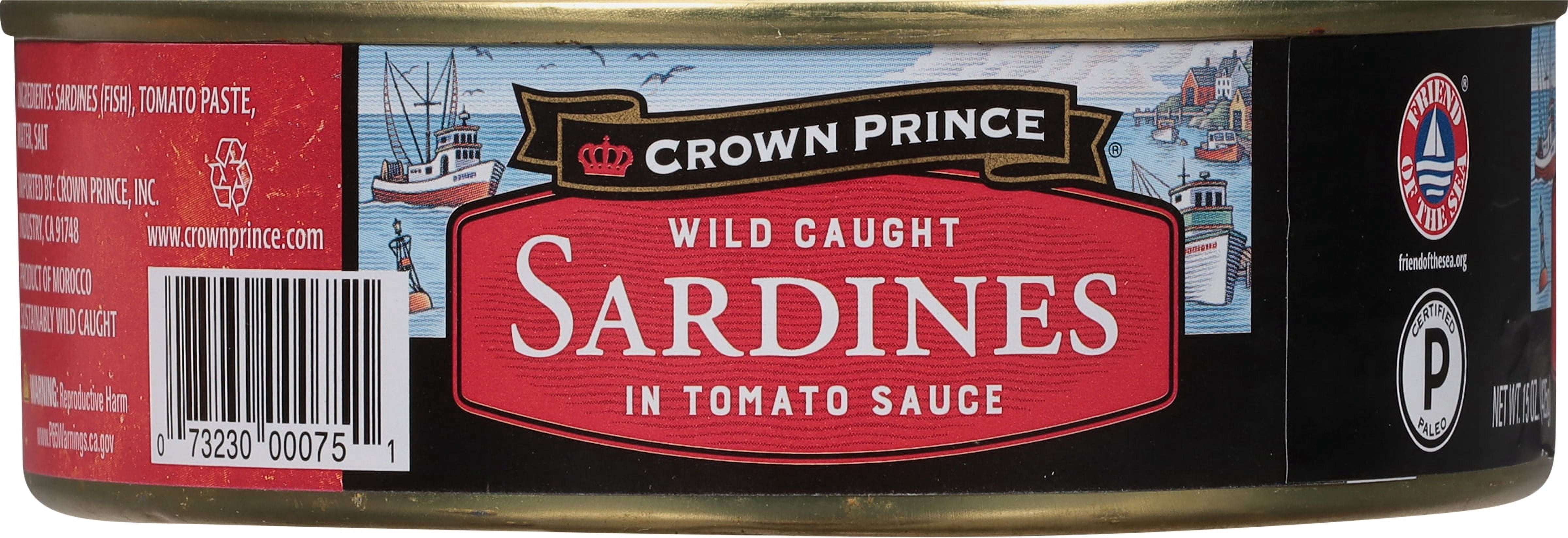 Crown Prince Sardines in Tomato Sauce, 15 oz Can