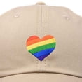 thumbnail image 2 of DALIX Rainbow Heart Hat Embroidered Mens Womens Baseball Cap in Khaki, 2 of 5