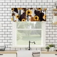 thumbnail image 2 of Cowhide Sunflower Valance, White Brown Black Cowhide Vintage Farm Sunflower Print Rod Pocket Blackout Short Window Curtains for Kitchen Living Room Bedroom, 54x18in, 2 of 5