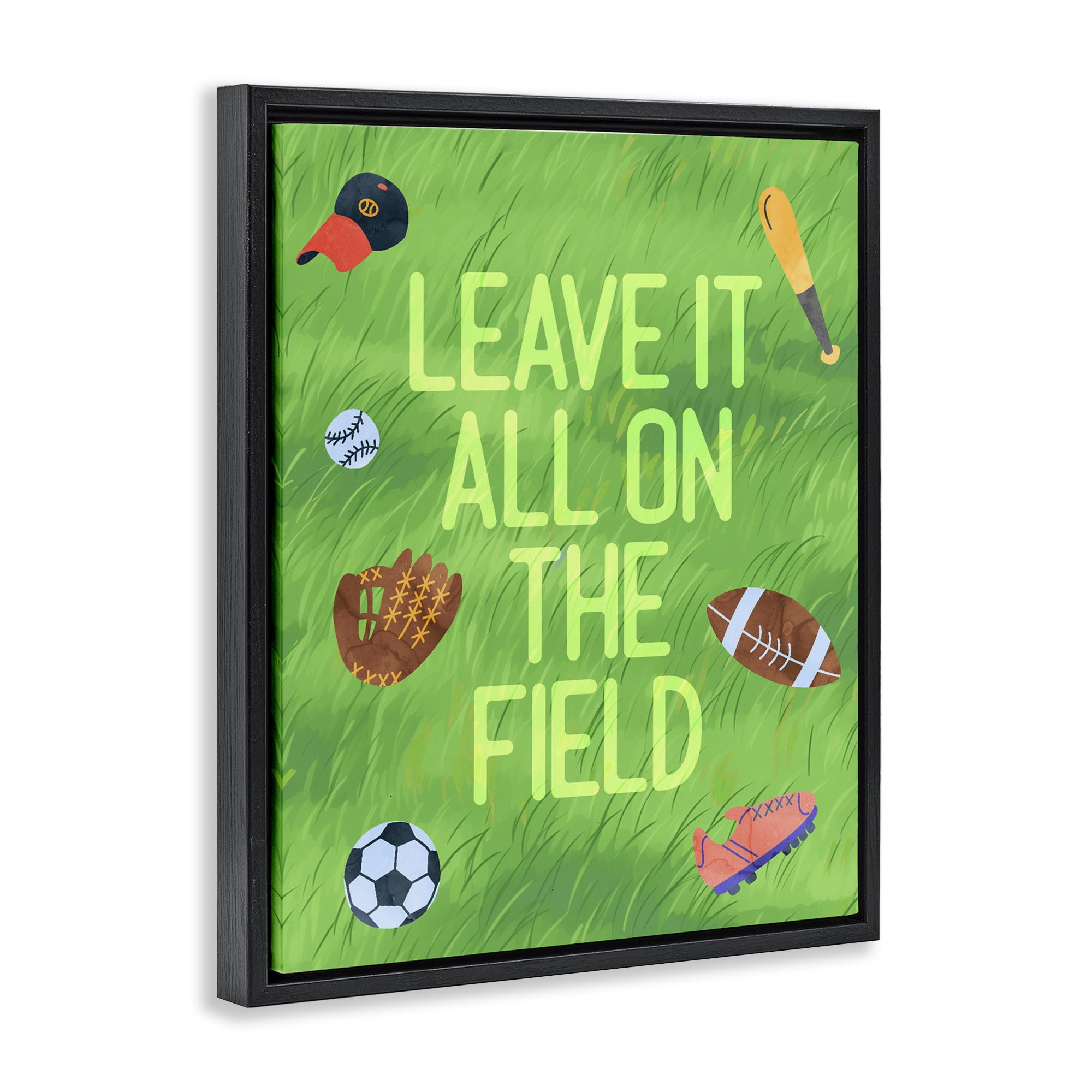 Stupell Industries Leave It On The Field Black Framed Floater Canvas Wall Art, design by Lil' Rue