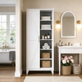 thumbnail image 3 of HUAXRON 75.3 Inches Tall Modern Metal Storage Cabinet Freestanding with 5 Adjustable Shelves for Office,Home,Garage,School,Warehouse, White，Assembly Required, 3 of 10