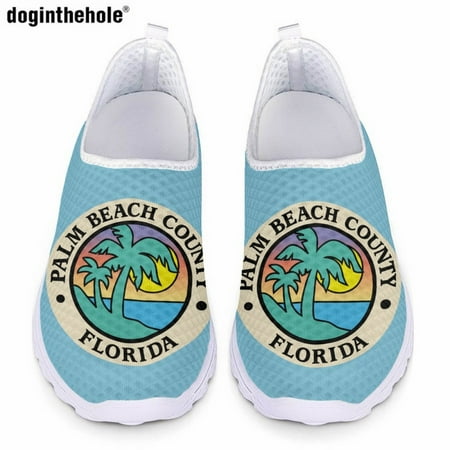 

West Palm Beach Florida Print Women s Summer Casual Shoes Lightweight Breathable Mesh Sneakers Comfort Flat Shoes