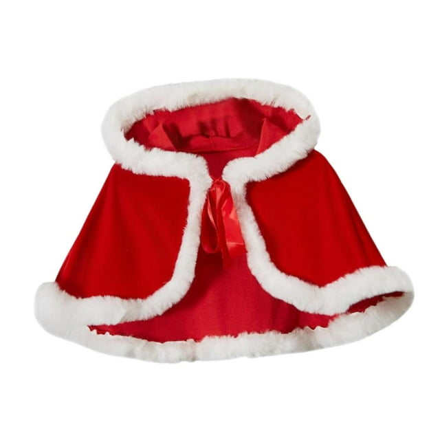 yuksok Cape à Capuche de Noël Cape Courte Châle Accessoire Poncho pour Club Carnaval Pub Hiver Rouge