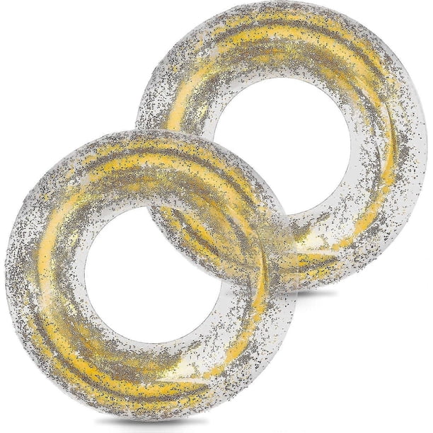 Anillo de natación para adultos, flotador inflable para piscina con lentejuelas, anillo flotante transparente con lentejuelas arcoíris, colorido y duradero.