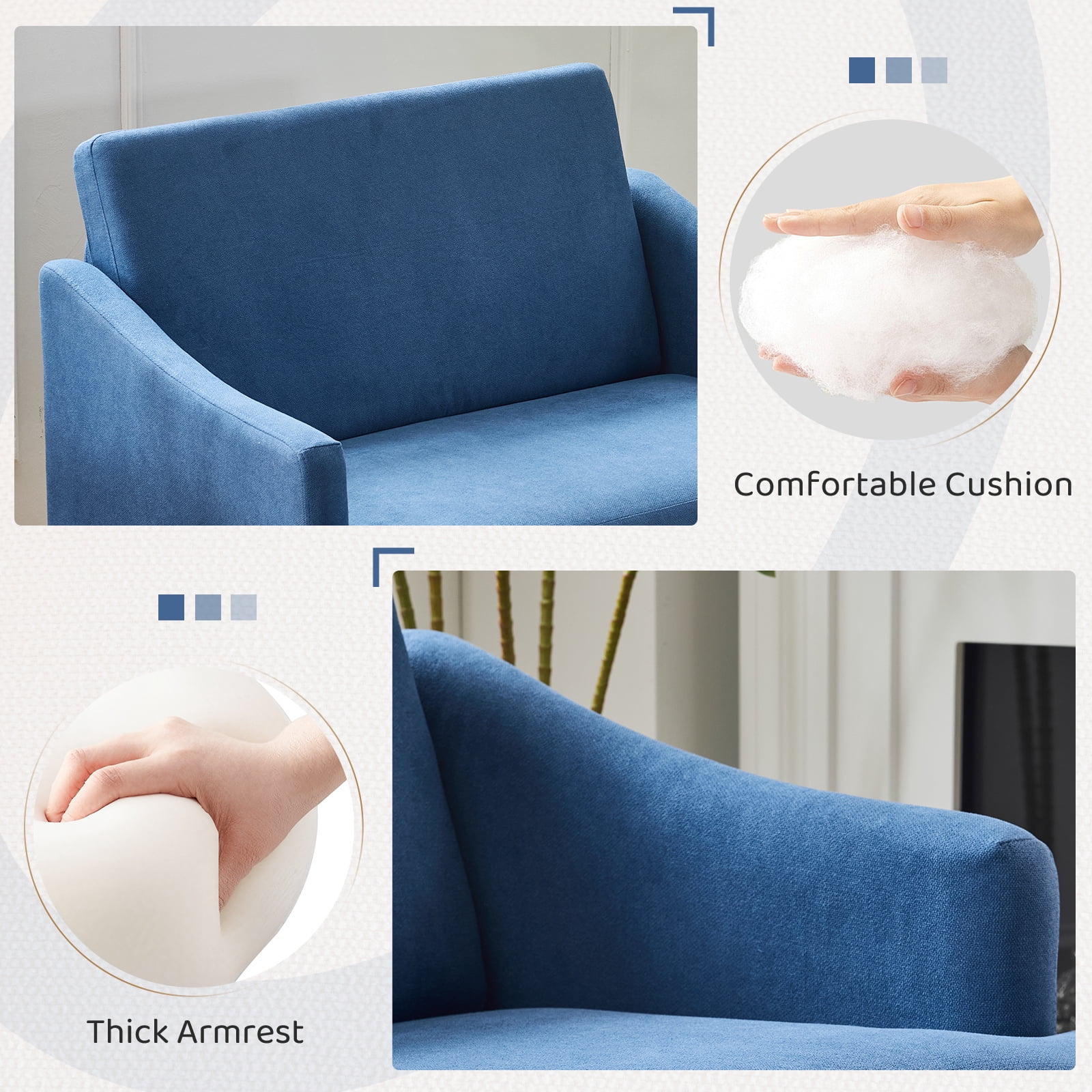 Bezseller 41" Oversized Accent Chair for Living Room, Bedroom, Blue