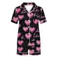thumbnail image 5 of Women's Valentine's Pajamas Heart Printed Stand Up Collar Pocket Short Sleeved Top+Shorts Home Wear Pajama Sets,Valentine's Day Gift for Her, 5 of 5