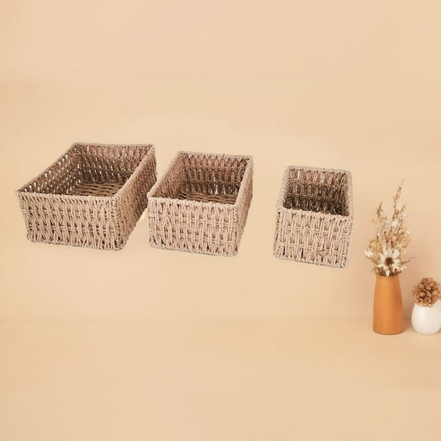 Conjunto de Cestas de Almacenamiento, Cestas de Almacenamiento Tejidas Capacidad Espaciosa 3 Pezas Livianas Multifuncionales para Lavander
