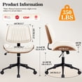 thumbnail image 4 of FASTES Armless Office Chair, Ergonomic Desk Chair Mid-Century Modern Home Vanity Chair Faux Leather Accent Computer Chairs Adjustable Height Swivel, White, 4 of 7