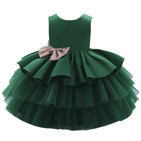 

6M-5T Baby Girls Backless Pageant Wedding Party Sequins Bowknot Flower Dresses Tutu Gown Dress