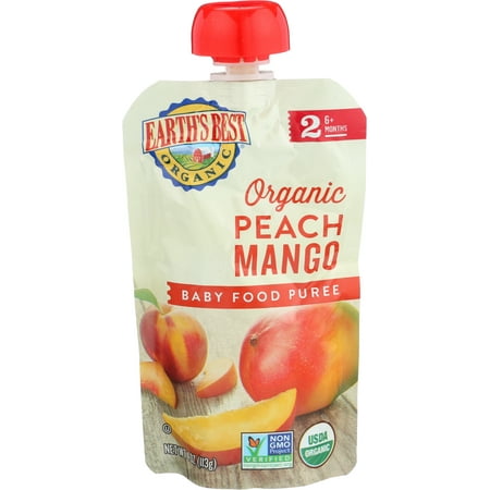 Earth's Best Organic Stage 2 Baby Food, Peach Mango, 4 oz.