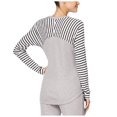 thumbnail image 2 of Alfani Womens Sleepwear Striped Sleeve Thermal Pajama Top Only,1-Piece, Small, Grey Heather, 2 of 2