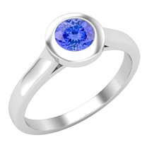 Dazzlingrock Collection 5mm Round Tanzanite Solitaire Engagement Ring for Women (Color Violet-Blue, Clarity Moderately Included) in 14K White Gold, Size 8.5