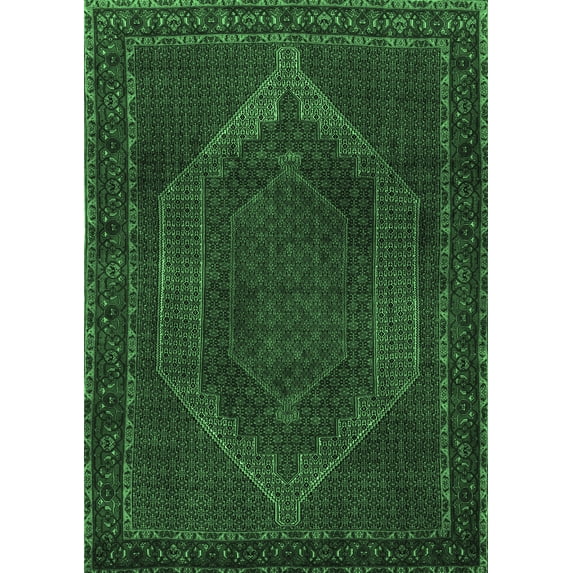 Ahgly Company Indoor Rectangle Persian Emerald Green Traditional Area Rugs, 2' x 3'