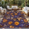 thumbnail image 2 of Orange Purple Spring Floral Outdoor Rug for Patio/Deck/Porch, Non-Slip Large Area Rug 6 x 9 Ft, Vintage Botanical Summer Flower Indoor Outdoor Rugs Washable Area Rugs, Camping Rug Carpet Runner, 2 of 8