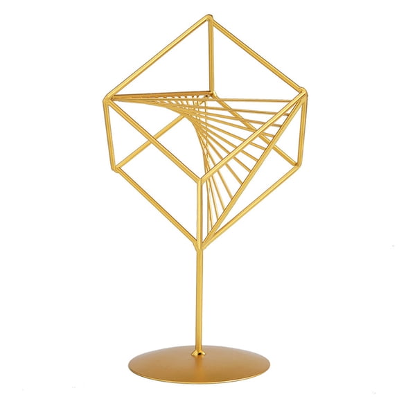 CATIEBYE Golden Iron Abstract Geometric Sculpture Ornament for Home Decoration, Modern Art Piece, 10.5 Inch