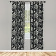 thumbnail image 4 of Ambesonne Floral Window Curtains, Flowers and Birds Sketching, Each 28" W x 63" L, Dark Grey Off White, 4 of 4