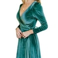 thumbnail image 4 of Gvmfive Women Velvet V Neck Wrap Split Maxi Dress Evening Cocktail Party Long Dress, 4 of 5