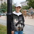 thumbnail image 5 of Xixirimido Ghost Moon Spider Web Pattern Hoodies for Girls Boys Zip Up Hoodie Sweatshirt Teen Lightweight Fall Winter Jacket Casual Long Sleeve Pullover Top for Halloween for 6-8 Years, 5 of 8