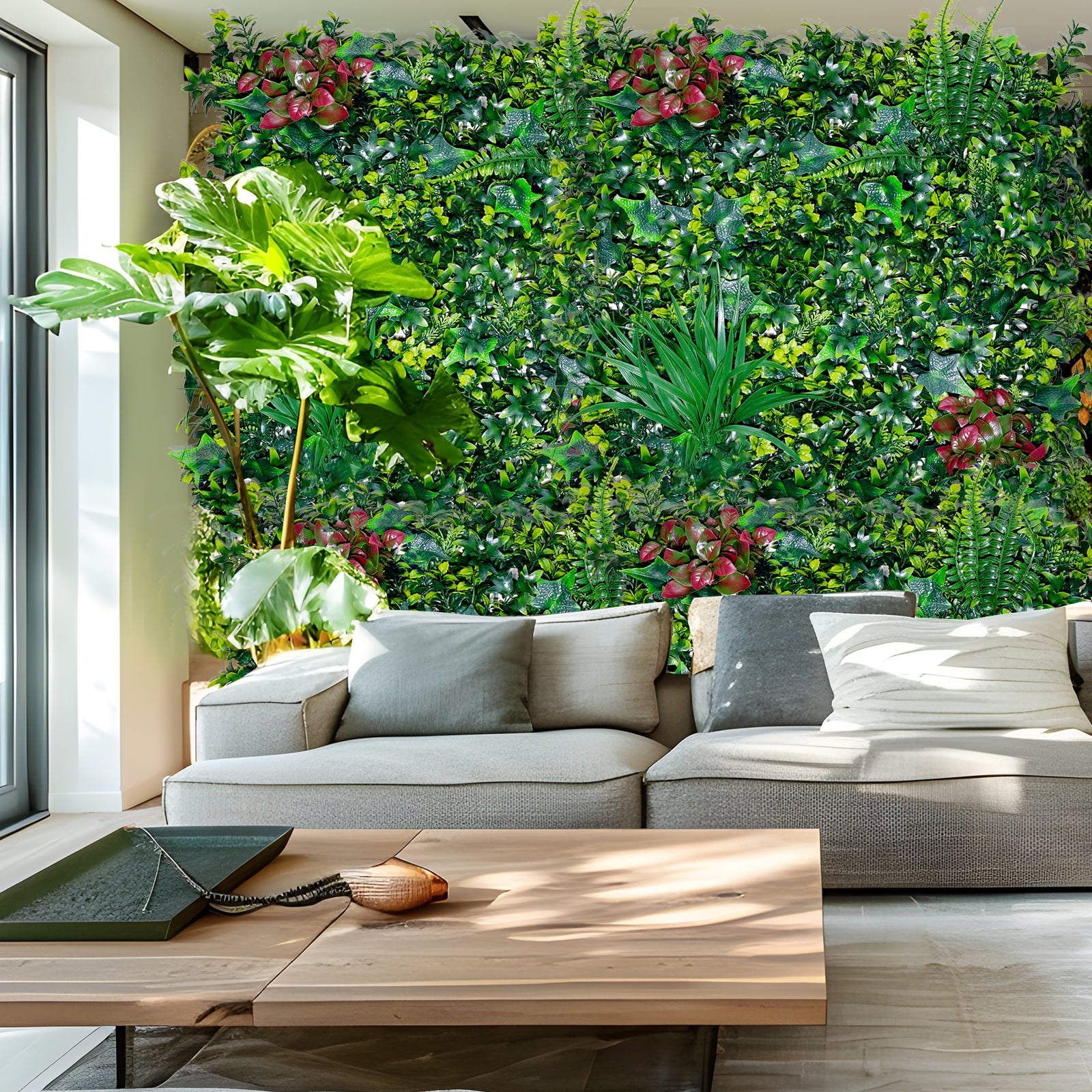 Artificial Boxwood Panels 20x20 in, Grass Wall Panels for Privacy Screen and Green Wall Decor, Sun Protected Foliage for Indoor Outdoor Garden Backyard, 20pcs