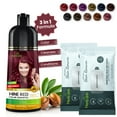 thumbnail image 2 of (6 pack) Herbishh Wine Red Hair Color Shampoo for Gray Hair with Pack 2 Hair colour stain remover, Hair Dye Shampoo 3 in 1, 100% Gray Coverage, Permanent Hair Color for Men & Women, Ammonia-free, 500 ml, 2 of 7