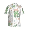 thumbnail image 3 of Xecao Frog and Mushrooms print Hawaiian shirt - a stylish short-sleeve button-down for men, perfect for casual beach and tropical outings., 3 of 9
