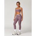thumbnail image 6 of IDOPIP Women 2 Piece Workout Sets Color Block Strappy Sports Bra High Waist Leggings Gym Yoga Pilates Sports Outfits L Taro Purple, 6 of 7