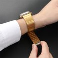 thumbnail image 3 of Metal Bands for Apple Watch Series 9 8 7 6 5 4 3 2 1 (38mm/40mm/41mm),Apple Watch SE 40mm, Stainless Steel Loop Magnetic Clasp iWatch Band for Men Women,Gold, 3 of 7