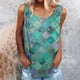 thumbnail image 2 of Mujeres moda sexy sin mangas flor pirnt chaleco cuello redondo impreso tops camiseta chaleco blusa tops Pompotops lopia991398, 2 of 5