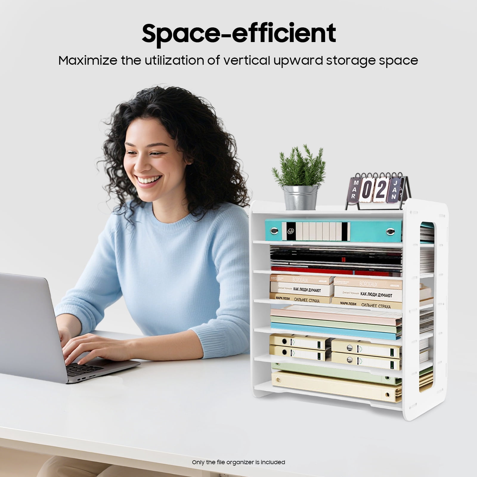 ChicHomey 7 Tier File Organizer,Space-Efficient Desk Organizer, Eco-Friendly PVC with Thick Partitions for Office Desk Mail Letter Tray & Paper Sorter Document Notebooks Storage Rack