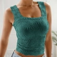 thumbnail image 2 of Gyexs Cropped Tank Tops for Women Square Neck Wide Straps Crop Tank Tops Backless Lettuce Trim Slim Fit Camisole Tank Tops (Dark Green, M), 2 of 5