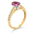 thumbnail image 3 of Gem Stone King 10K Yellow and White Gold Pink Mystic Topaz and White Lab Grown Diamond Engagement Ring for Women (1.48 Cttw, Oval 8X6MM, Gemstone Birthstone, Size 6), 3 of 4