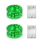 2 Pack Battery Operated Mini Led Fairy Lights Indoor String Lights with Timer 6 Hours on/18 Hours Off for Bedroom Halloween Christmas Party Decorations,30 Count LEDs,10 Feet Silver Wire (Green Color)