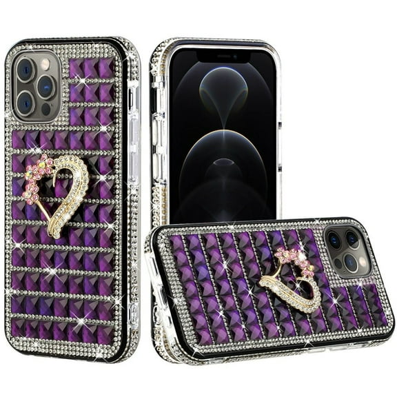 For Iphone Se287 Trendy Fashion Design Hybrid Case Cover - Heart On Purple