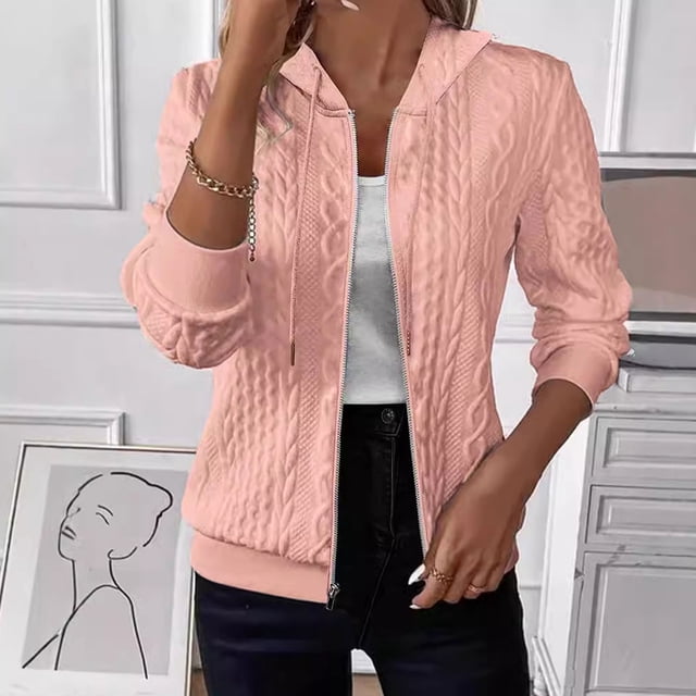 Simua Sweat à Capuche Léger de Sport pour Femmes avec Fermeture Éclair, Cordon de Serrage, Manches Longues, Veste Ample