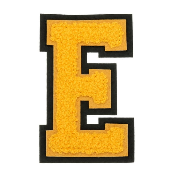 4" Chenille Letter Patches,Yellow Chenille Initial A-Z Patches (Letter E)