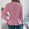 thumbnail image 6 of Aboser Women's Cable Knit Peplum Sweaters Elegant Ruffle Hem Tunic Shirts Trendy Long Lantern Sleeve Pullover Sweater Breathable Soft Crewneck Jumper Tops, 6 of 9