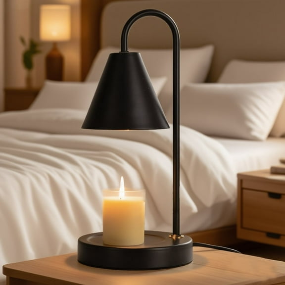 Beslands  Electric  Serenity Candle Warmer Lamp with Timer & Dimmable Light - No Smoke Scented Wax Melter for Various Jars, Includes 2 Bulbs, Modern Vintage Home Decor - Ideal Housewarming -Black