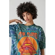 Urban Outfitters Women's X Pyramid Blue Tie Dye Oversized Tee T-Shirt (Small/Medium, Blue/Green Tie Dye)