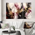 thumbnail image 1 of Designart "Fluid Fusion in Gold and Red I" Abstract Wall Art Set Of 3 - Gold Abstract Canvas Set For Living Room Decor, 1 of 6