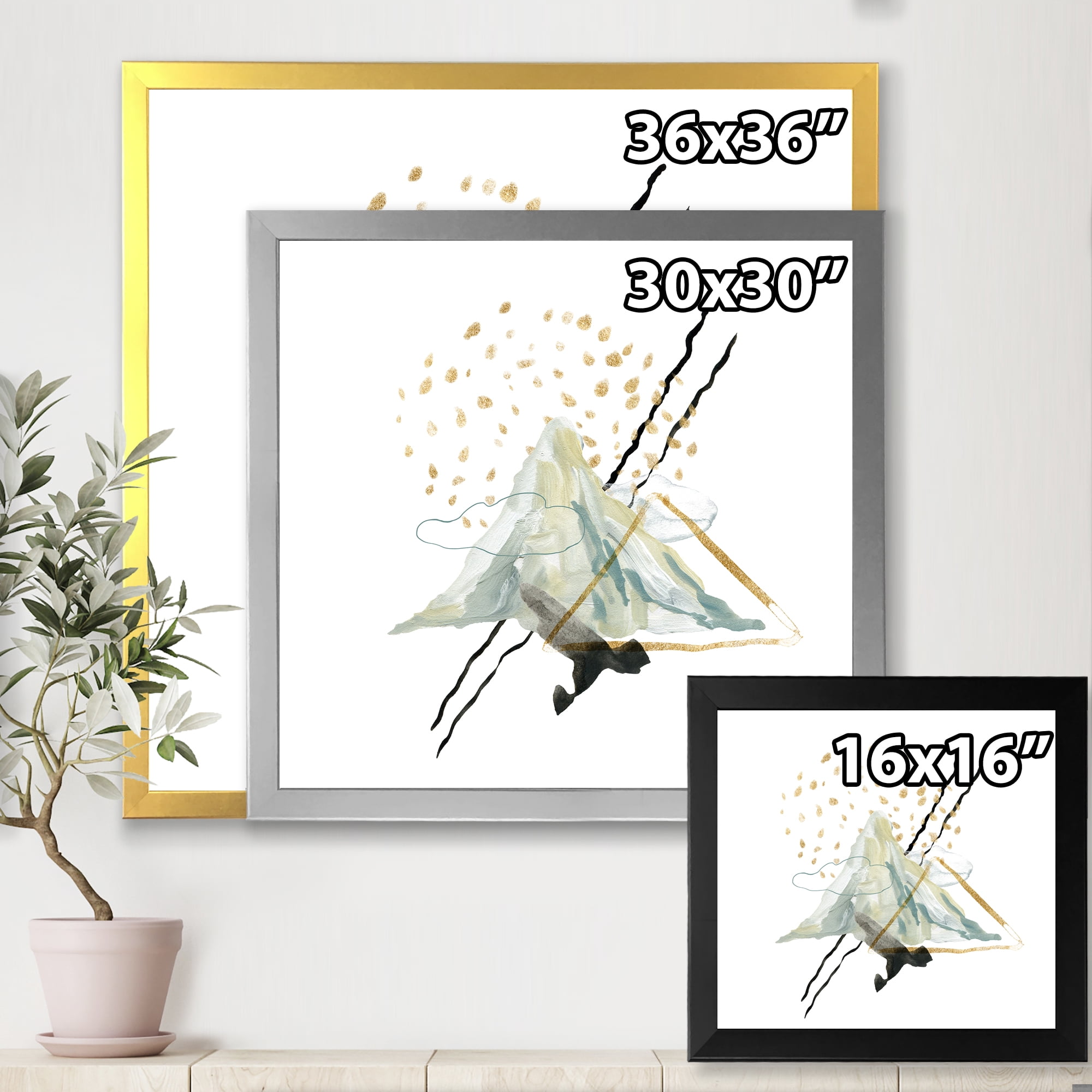 Designart 'Mountain Sky With Gouache Of Abstract Landscape' Modern Framed Art Print