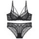 thumbnail image 1 of Gibobby Conjuntos de bragas de encaje Conjunto de ropa interior cómoda y transpirable de encaje transparente transparente para mujer(Negro, 80B), 1 of 4