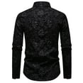 thumbnail image 4 of JUUYY Trendy Shirts for Men Button Down Floral Jacquard Cotton Shirt Long Sleeve Lapel Slim Fit Tops Blouse Black#1 XXL, 4 of 7
