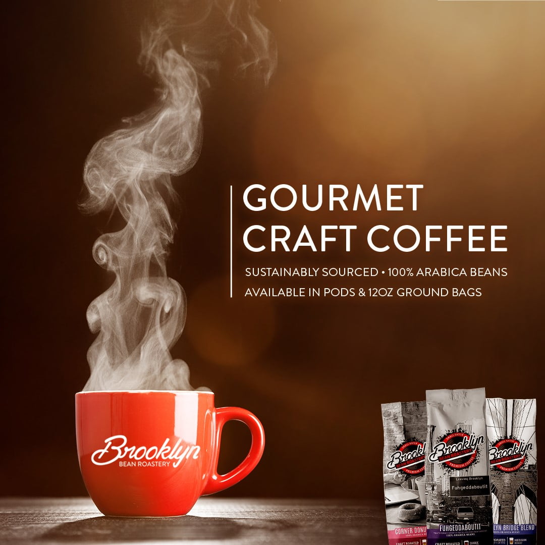 Brooklyn Bean Roastery Corner Donut Shop Arabica Ground Coffee, Medium Roast 12 Oz. 6-Pack